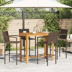 vidaXL Ensemble de bar de jardin 5 Pièces marron bois massif acacia rotin
