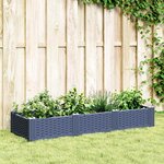 vidaXL Jardinière avec piquets bleu gris 125x40x28 5 cm PP