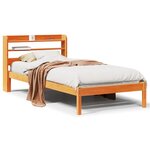 vidaXL Cadre de lit avec tête de lit sans matelas cire marron 90x200cm