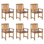 vidaXL Chaises de jardin avec coussins lot de 6 Bois d'acacia massif