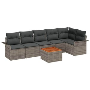 vidaXL Ensemble de canapé de jardin avec stockage 7 Pièces Gris polyrotin