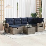 vidaXL Salon de jardin avec coussins 7 Pièces gris résine tressée