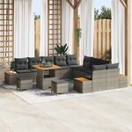 vidaXL Ensemble de canapé de jardin 13 Pièces Gris Poly rotin