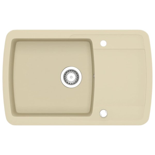 vidaXL Évier de cuisine Granit Seul lavabo Beige