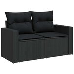 vidaXL Salon de jardin 8 Pièces avec coussins noir résine tressée
