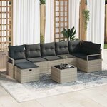 Ensemble de Canapé de Jardin de 8 Pièces avec Coussins en Rattan Poly Gris Clair