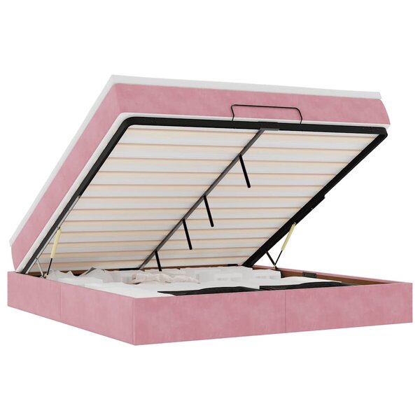 VidaXL Cadre de lit ottoman avec matelas rose 180x200 cm velours