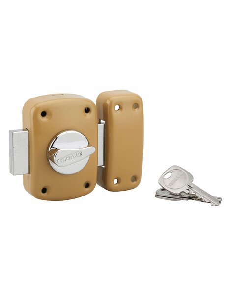 THIRARD - Verrou à bouton Corvette pour porte d'entrée  cylindre 35mm  acier  3 clés  époxy bronze - THIRARD