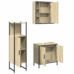 vidaXL Ensemble d'armoires de salle de bain 3 Pièces chêne sonoma