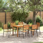 Ensemble de salle à manger jardin 7 pièces vidaXL en poly rotin noir et acacia