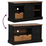 vidaXL Meuble TV HALDEN porte coulissante noir 110x40x60cm bois massif