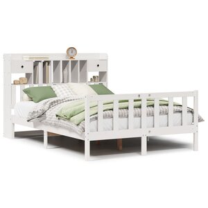 vidaXL Lit bibliothèque sans matelas blanc 140x190 cm bois pin massif