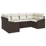vidaXL Ensemble de canapé de jardin avec coussin 6 Pièces Marron et Crème