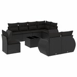 vidaXL Salon de jardin 9 Pièces avec coussins noir résine tressée