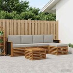 vidaXL Ensemble de canapés d'extérieur 6 pc Naturel et gris clair