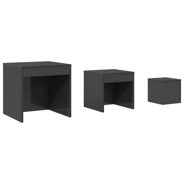 vidaXL Tables gigognes 3 Pièces Gris brillant Bois d'ingénierie
