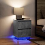 VidaXL Table de chevet avec lumières LED gris béton 38x34x50 cm