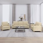 vidaXL Ensemble de canapés 3 Pièces avec coussins crème tissu