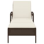 vidaXL Chaise longue avec coussin marron 63x200x81 cm résine tressée