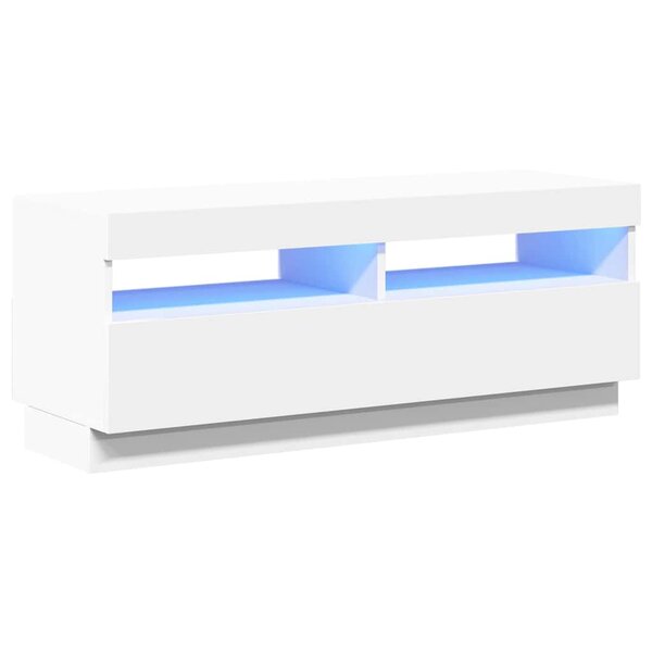 vidaXL Meuble TV avec lumières LED Blanc 100x35x40 cm