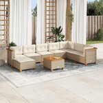 vidaXL Salon de jardin avec coussins 9 Pièces beige résine tressée