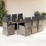 vidaXL Ensemble à manger de jardin 9 Pièces coussins gris résine tressée