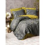 Parure de lit Satiné coton - housse de couette 220 x 240 + 2 taies d'oreiller 60 x 60 - Anthracite