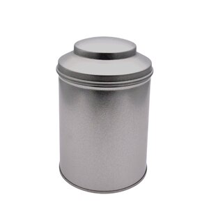 Boîte à thé/café ronde diamètre 9 cm  fer blanc vernis alimentaire  hauteur 13 cm