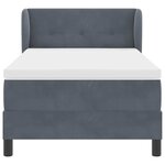Lit à ressorts avec matelas gris foncé 90x200 cm en velours