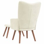 vidaXL Chaise de relaxation avec repose-pied Blanc crème Velours
