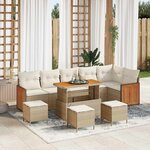 vidaXL Ensemble de canapé de jardin avec coussin 10 Pièces Beige et crème