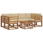 vidaXL Ensemble de canapés d'extérieur 7 Pièces Naturel et Beige