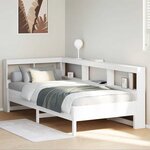 vidaXL Lit bibliothèque sans matelas blanc 90x200cm bois de pin massif