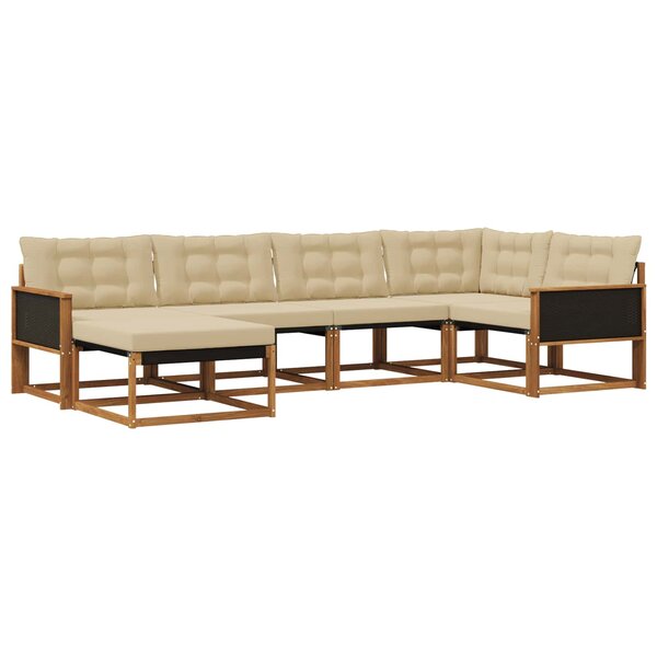 vidaXL Ensemble de canapés d'extérieur 6 pc Naturel et Beige