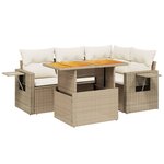 vidaXL Salon de jardin avec coussins 5 Pièces beige résine tressée