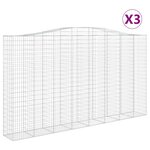 vidaXL Paniers à gabions arqués 3 Pièces 400x50x220/240 cm Fer galvanisé