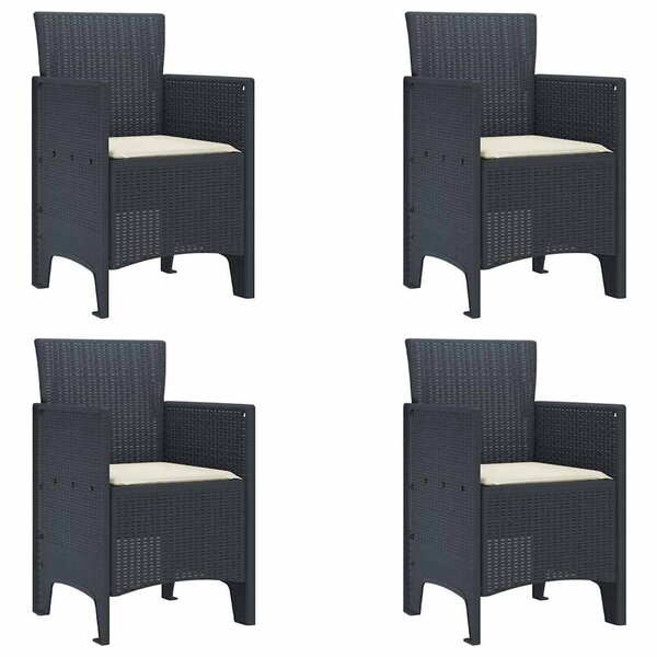 vidaXL Chaise de jardin 4 Pièces Anthracite 53 x 49 x 85 cm PP