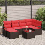 vidaXL Ensemble de canapé de jardin avec coussin 7 Pièces Marron et rouge