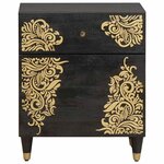 vidaXL Cabinet de chevet avec porte avec tiroir Noir 50 x 33 x 60 cm