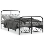 vidaXL Cadre de lit métal sans matelas avec pied de lit noir 120x200cm