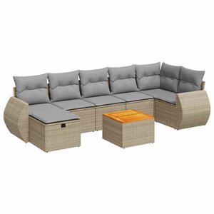 vidaXL Salon de jardin avec coussins 8 Pièces beige résine tressée