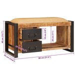 vidaXL Banc de rangement avec toile 80x35x40 cm en bois massif brut de mangue