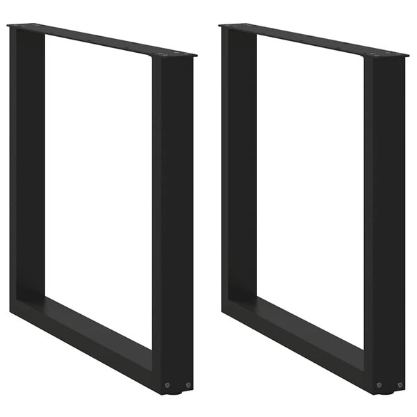 vidaXL Pieds de table à manger en U 2 pièces Noir 80 x (72-73) cm Acier
