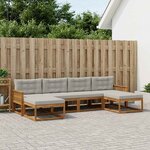 vidaXL Ensemble de canapés d'extérieur 6 pc Naturel et gris clair