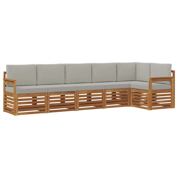 vidaXL Ensemble de canapés d'extérieur 6 pc Gris Naturel et Clair