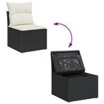 Ensemble de Canapés de Jardin 8 Pièces avec Coussins Noir Poly Rattan Acacia