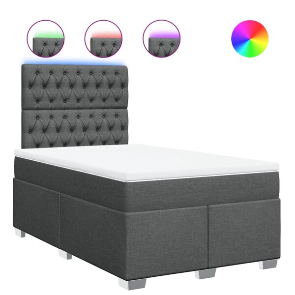 vidaXL Sommier à lattes de lit avec matelas Gris foncé 120x200cm Tissu