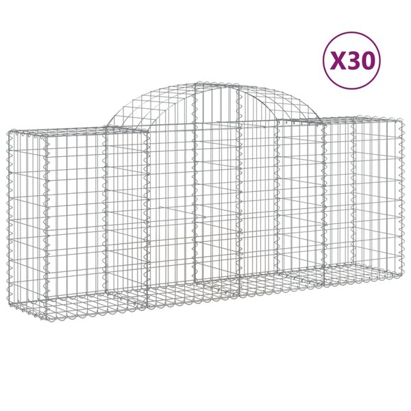 vidaXL Paniers à gabions arqués 30 Pièces 200x50x80/100 cm Fer galvanisé