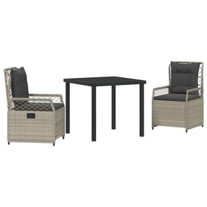 vidaXL Ensemble de salle à manger pour jardin 3 Pièces Gris clair