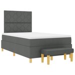 vidaXL Lit à ressorts avec matelas et banc gris foncé 120x200 cm tissu